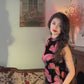 Elegant Chinese vintage cheongsam. Black qipao dress.