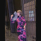 Black floral cheongsam. Long sleeve gown.