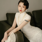 Traditional Chinese Wedding Lace Cheongsam Dress.