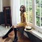 Yellow Mini Cheongsam Party Dress