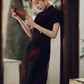 Traditional Black Full Cheongsam - Satin | Silk