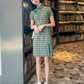 Cute Plaid Short Cheongsam - Cotton