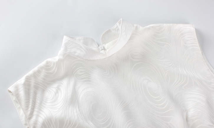 Minimalist white Cheongsam, sleeveless dress for everyday, Chinese vintage dress