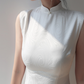 Minimalist white Cheongsam, sleeveless dress for everyday, Chinese vintage dress