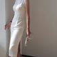 Minimalist white Cheongsam, sleeveless dress for everyday, Chinese vintage dress