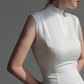 Minimalist white Cheongsam, sleeveless dress for everyday, Chinese vintage dress