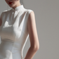 Minimalist white Cheongsam, sleeveless dress for everyday, Chinese vintage dress