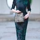 Green Velvet Cheongsam Dress | Traditional Chinese dress with shawl Velvet modern qipao evening dress|