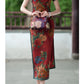 Traditional Chinese cheongsam dress. Red Qipao