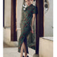 Traditional Chinese Green Cheongsam Dress - Soft Fabric