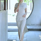 Traditional Chinese cheongsam dress. White cheongsam.