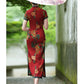 Traditional Chinese cheongsam dress. Red Qipao