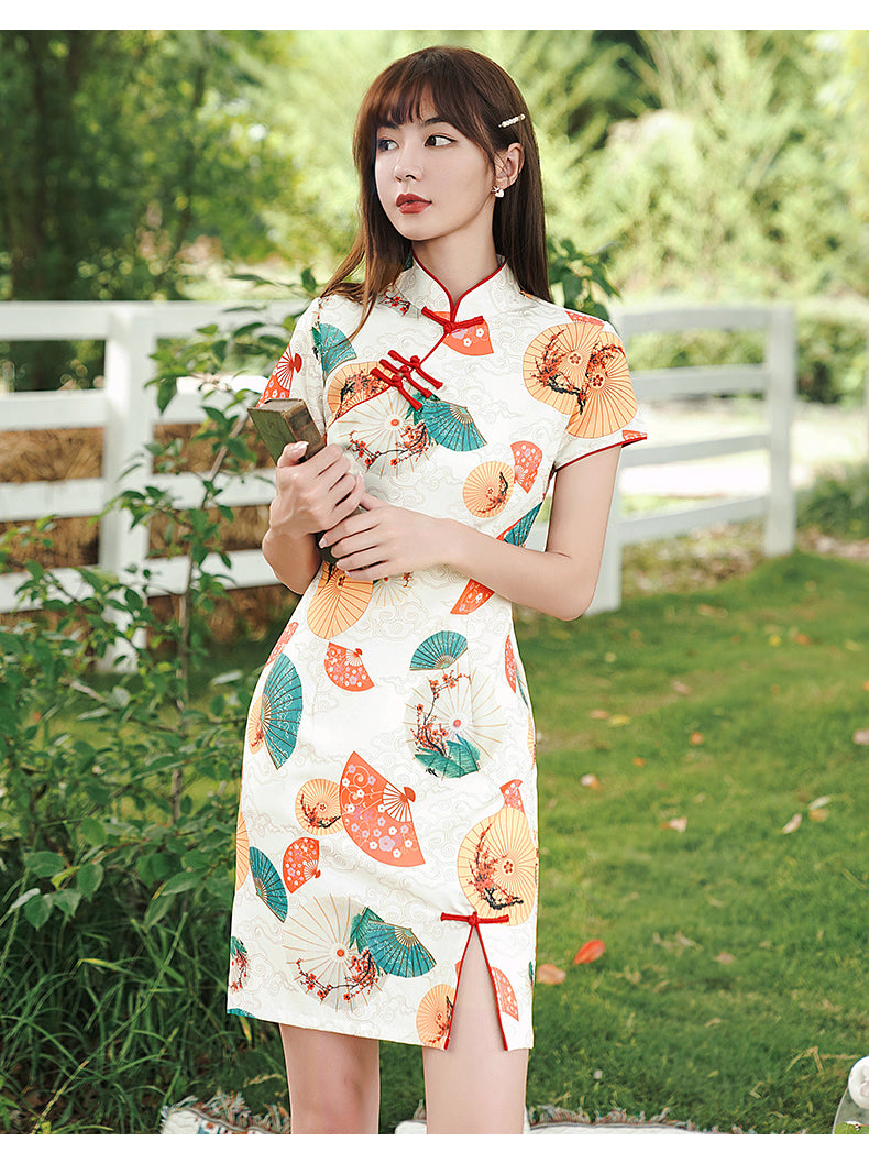 Cute Short Modern Cheongsam - Satin