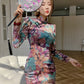 Handmade Modern Qipao .Jacquard floral cheongsam dress.EVEing dress