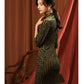 Elegant Green Full Cheongsam Evening Gown - Velvet