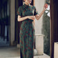 Traditional Chinese Green Cheongsam Dress - Soft Fabric