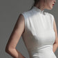 Minimalist white Cheongsam, sleeveless dress for everyday, Chinese vintage dress