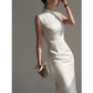 Minimalist white Cheongsam, sleeveless dress for everyday, Chinese vintage dress