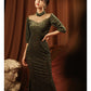 Elegant Green Full Cheongsam Evening Gown - Velvet