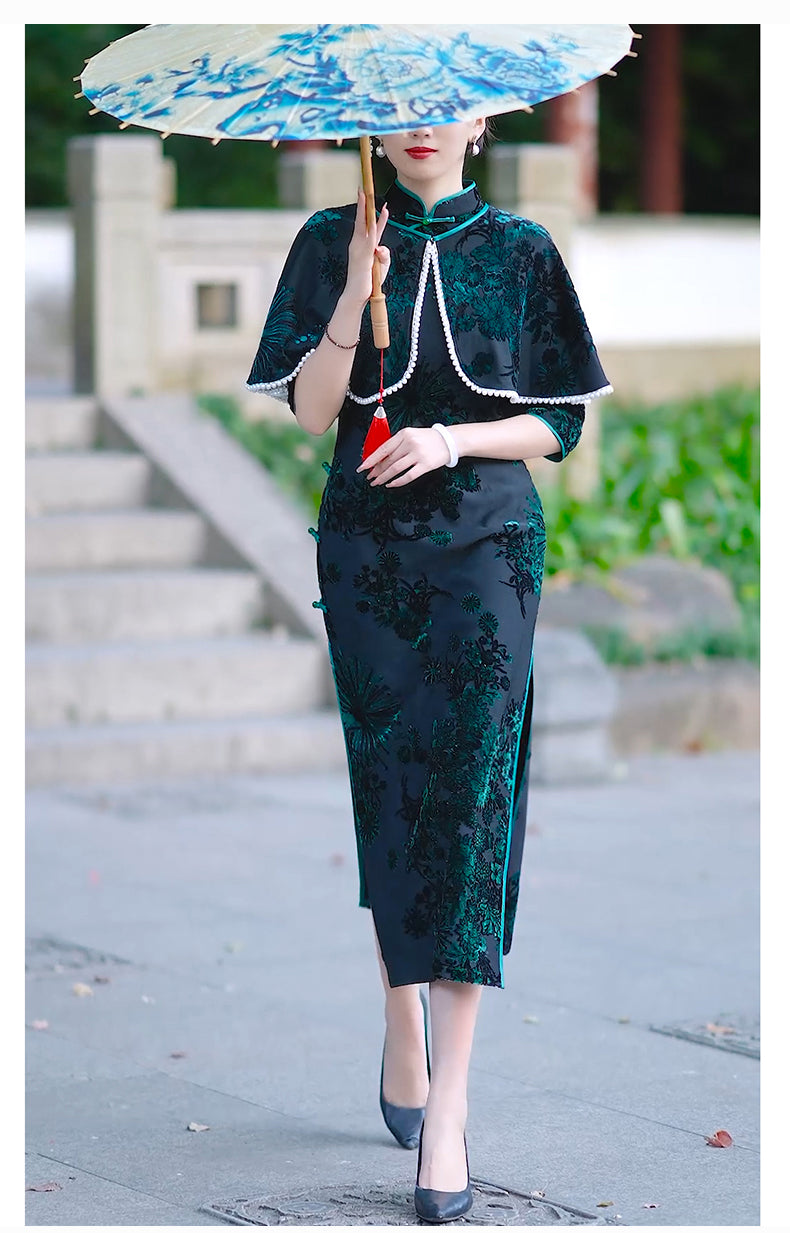 Traditional Chinese Dress modern Cheongsam Dress velvet Dress