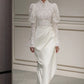 Traditional Chinese white cheongsam wedding dress.