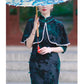 Green Velvet Cheongsam Dress | Traditional Chinese dress with shawl Velvet modern qipao evening dress|