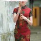 Traditional Chinese cheongsam dress. Red Qipao