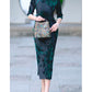 Green Velvet Cheongsam Dress | Traditional Chinese dress with shawl Velvet modern qipao evening dress|