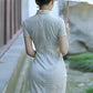 Traditional Chinese cheongsam dress. White cheongsam.