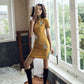 Yellow Mini Cheongsam Party Dress