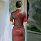 Traditional Chinese cheongsam tea ceremony dress. red qipao dress,