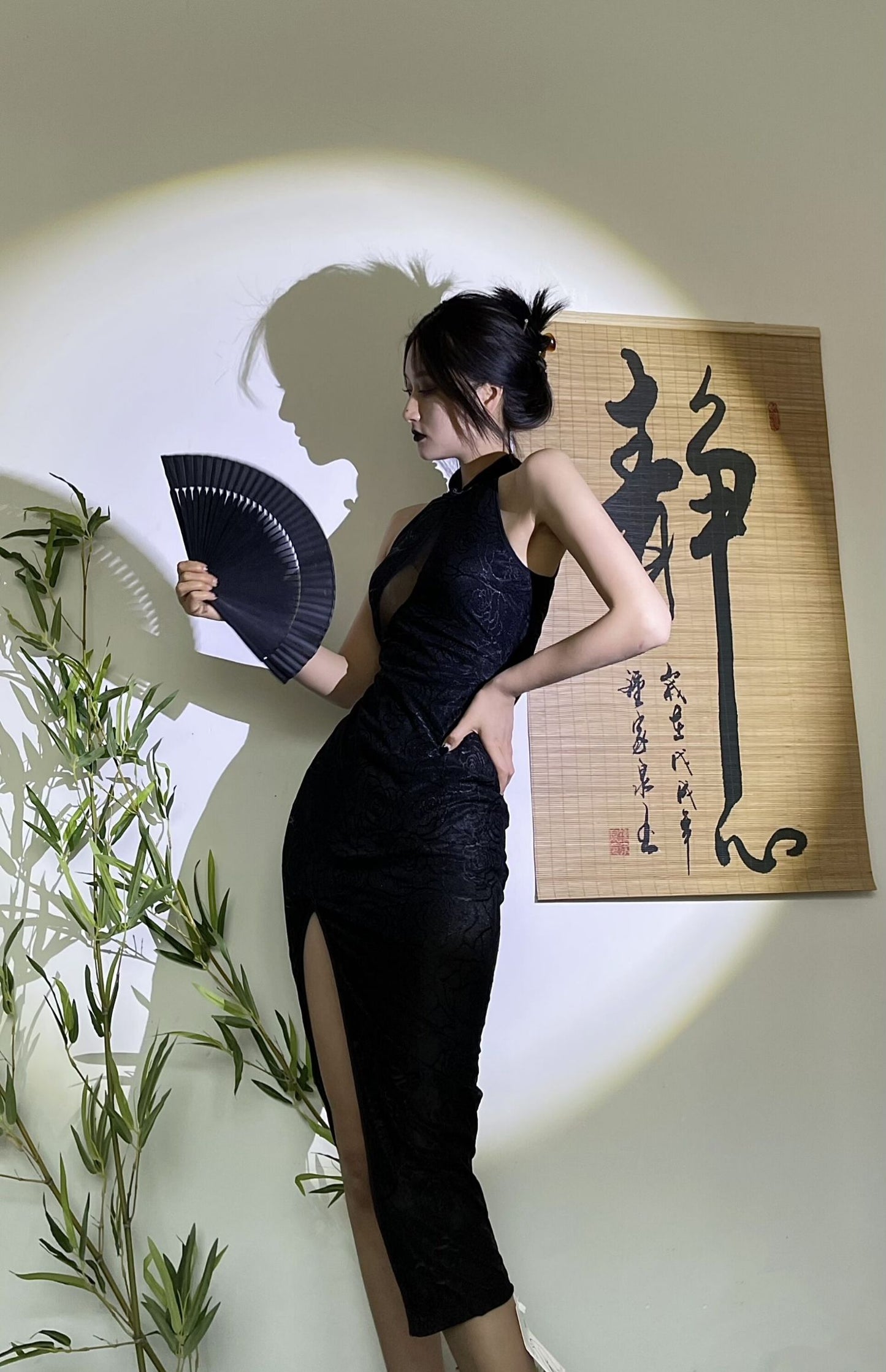 Black lace cheongsam. Modern cheongsam dress for party/tea ceremony. evening dress.