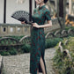 Traditional Chinese Green Cheongsam Dress - Soft Fabric