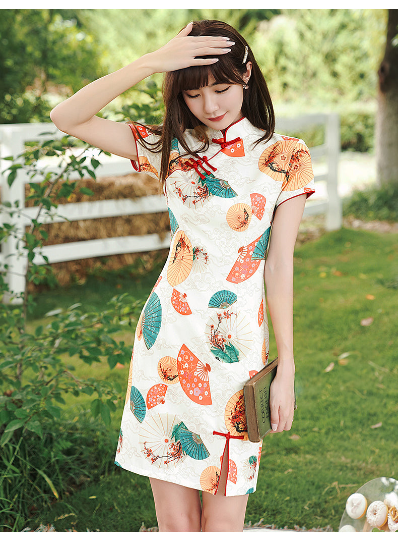 Cute Short Modern Cheongsam - Satin