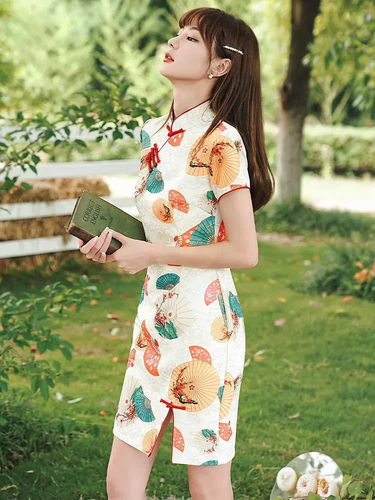 Cute Short Modern Cheongsam - Satin