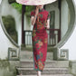 Traditional Chinese cheongsam dress. Red Qipao